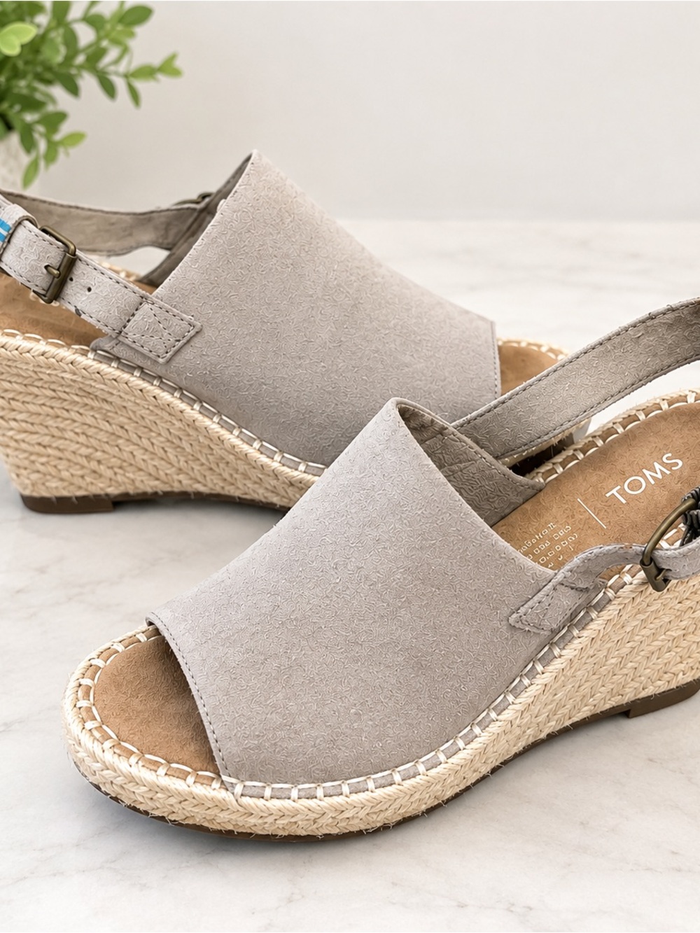 TOMS Suede Espadrille Wedge Sandals